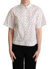 Dolce & Gabbana White Polka Dot Cotton Collared Shirt Top In White