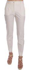 DOLCE & GABBANA DOLCE & GABBANA WHITE SIDE STRIPE WOOL TAPERED TROUSER WOMEN'S PANTS