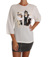 Dolce & Gabbana Chic Figure Family Applique Silk Top In White