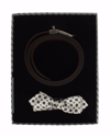 Dolce & Gabbana White Silk Bowtie Leather Men Belt Gift Box In White