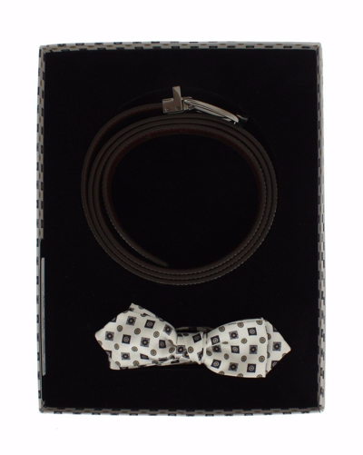 DOLCE & GABBANA DOLCE & GABBANA ELEGANT BAROQUE SILK TIE & LEATHER BELT MEN'S SET