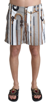 Dolce & Gabbana White Walking Stick Beachwear Shorts Swimshorts In White