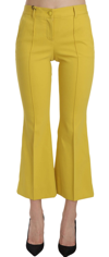 Dolce & Gabbana Yellow Flared Bootcut Capri Cotton Pants In Yellow