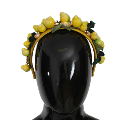 Dolce & Gabbana Yellow Sicily Lemon Crystal Floral Diadem Headband