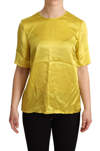 DOLCE & GABBANA DOLCE & GABBANA ELEGANT SILK SHORT SLEEVE BLOUSE TOP - WOMEN'S YELLOW