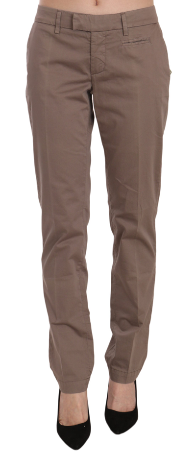 Dondup Low Waist Straight Cut Trouser Pants In Brown