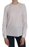 Dsquared2 Crew Neck Long Sleeve Cotton Blouse In White