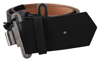 Ermanno Scervino Black Leather Vintage Military Buckle Waist  Belt In Black
