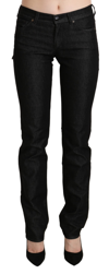 ERMANNO SCERVINO ERMANNO SCERVINO BLACK MID WAIST SKINNY SLIM DENIM WOMEN'S TROUSER