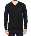 ERMANNO SCERVINO ERMANNO SCERVINO BLACK WOOL BLEND V-NECK PULLOVER MEN'S SWEATER