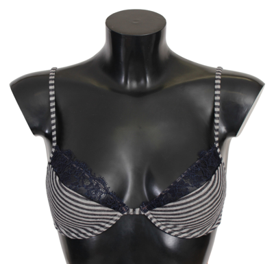 ERMANNO SCERVINO ERMANNO SCERVINO BLUE STRIPES LACE REGGISENO WOMEN'S BRA