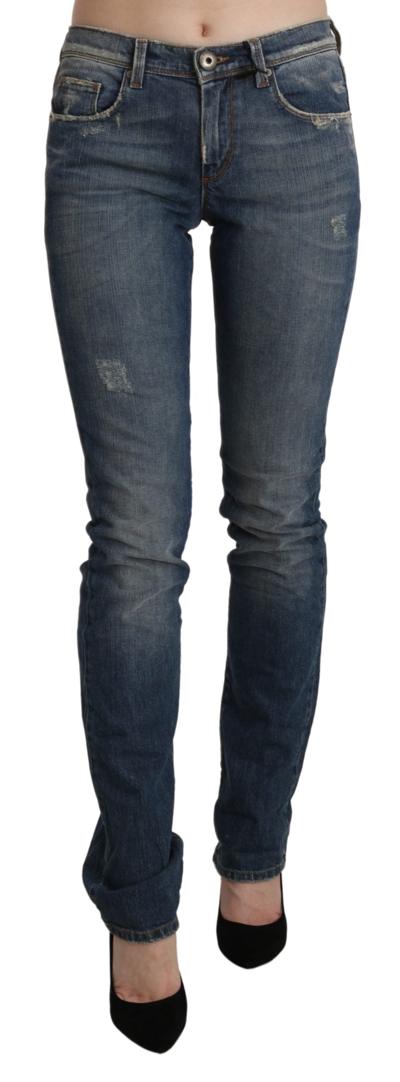 Ermanno Scervino Washed Mid Waist Skinny Denim Jeans In Blue