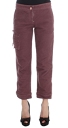 Ermanno Scervino Women  Bordeaux Cotton Cropped Cargo Pants In Bordeaux