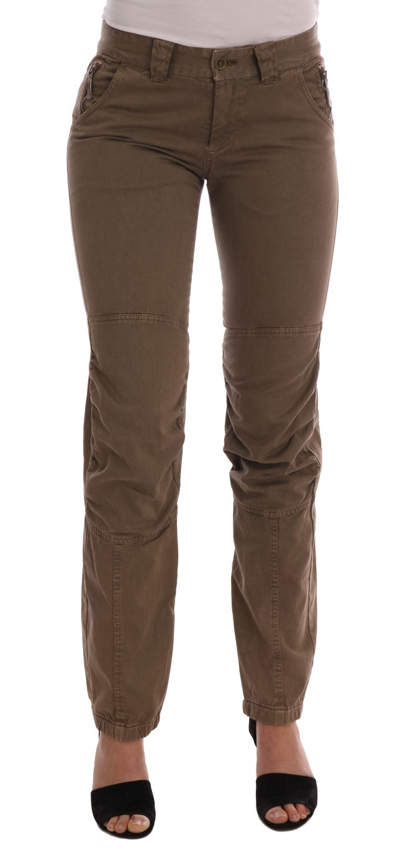 Ermanno Scervino Cotton Casual Slim Fit Trousers In Brown