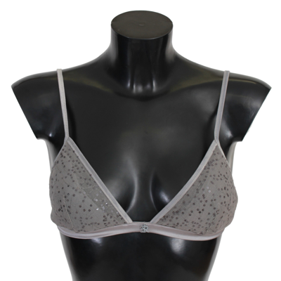 Ermanno Scervino Nylon Sequined Triangolo Bra Women's Underwear In Gray