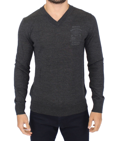 Ermanno Scervino Men  Wool Blend V-neck Pullover Sweater In Gray