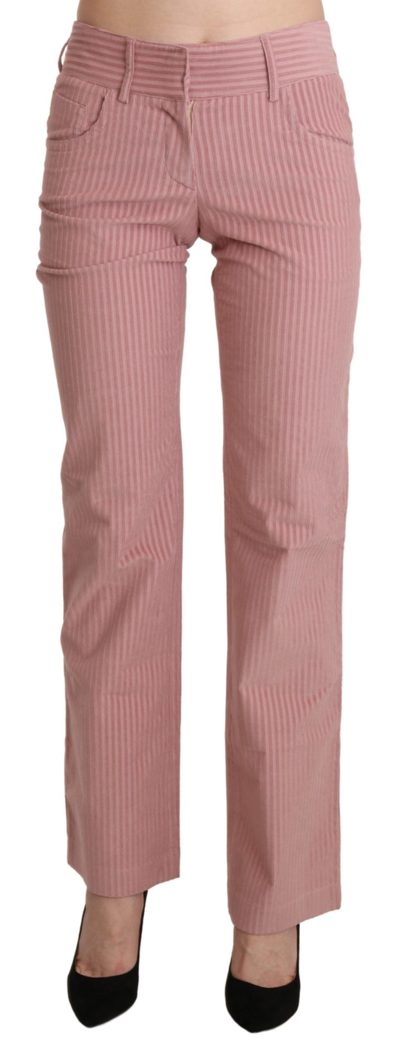 Ermanno Scervino Pink Mid Waist Straight Trouser Cotton Trousers