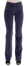 Ermanno Scervino Women  Purple Corduroy Stretch Bootcut Pants In Purple