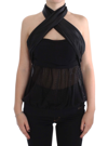 Exte Elegant Black Evening Wrap Top Blouse In Black