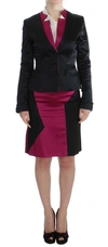 Exte Chic Black And Pink Skirt Suit Ensemble In Black