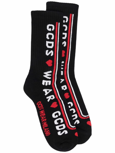 Gcds Short Socks Cotton Red In Black