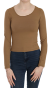 GIANFRANCO FERRE GF FERRE ELEGANT BROWN FITTED BLOUSE FOR SOPHISTICATED WOMEN'S EVENINGS