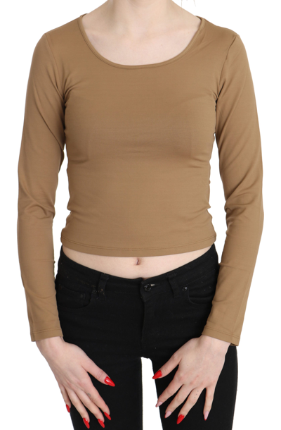 Gianfranco Ferre Gf Ferre Elegant Brown Long Sleeve Cropped Women's Top