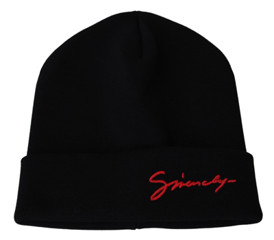 Givenchy Chic Unisex Wool Beanie With Signature Men's Accents In Black