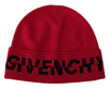 GIVENCHY GIVENCHY ELEGANT WOOL BEANIE WITH SIGNATURE CONTRAST MEN'S LOGO