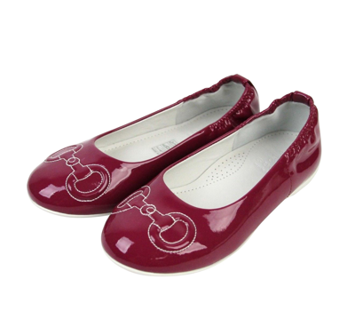 Gucci Kids Magenta Patent Leather Horsebit Stitch Ballet Flat 297467