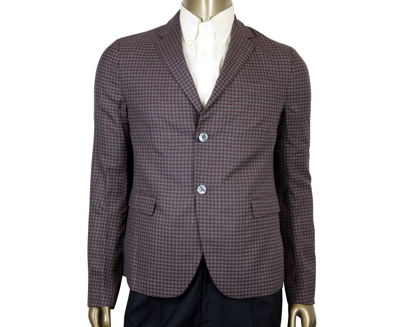 Gucci 2 Buttons Grey / Burgundy Vichy Wool Gauze Jacket