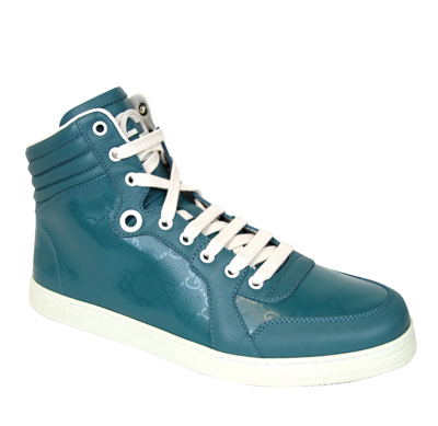 Gucci Mens Aqua Gg Imprime High Top Sneakers 343135 4715