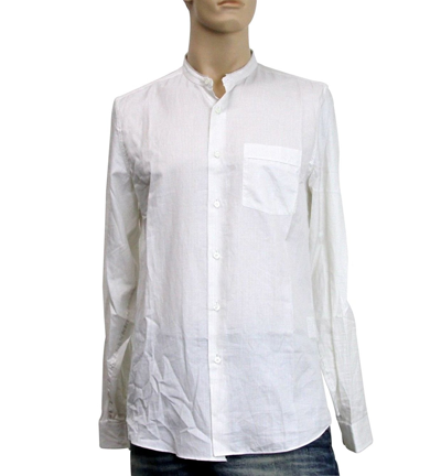 Gucci Mens Beige White Cotton Stripe Banded Sport Slim Shirt 295274