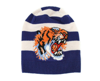 GUCCI GUCCI MEN'S BLUE / WHITE STRIPED WOOL KNIT BEANIE HAT WITH TIGER HEAD M / 58