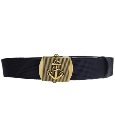 Gucci Mens Blue Fabric Brass Anchor Buckle Belt