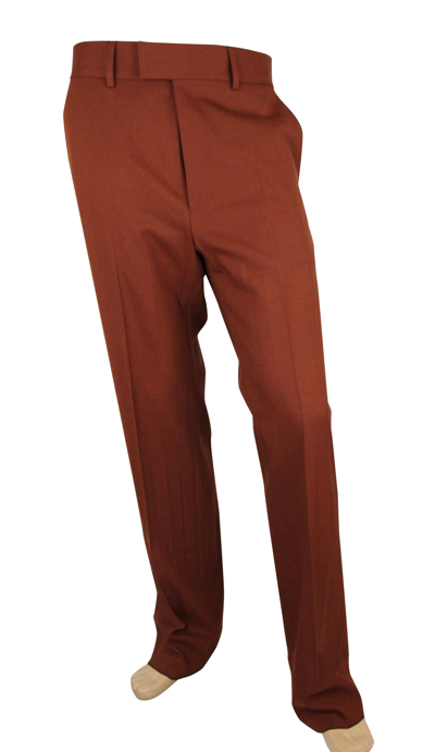 Gucci Mens Dark Brown Orange Polyester Wool Elastane 70s Formal Pant 398954