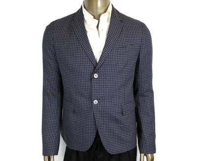 Gucci Formal Midnight Blue Grey Wool Jacket 2 Buttons In Midnight Blue / Grey