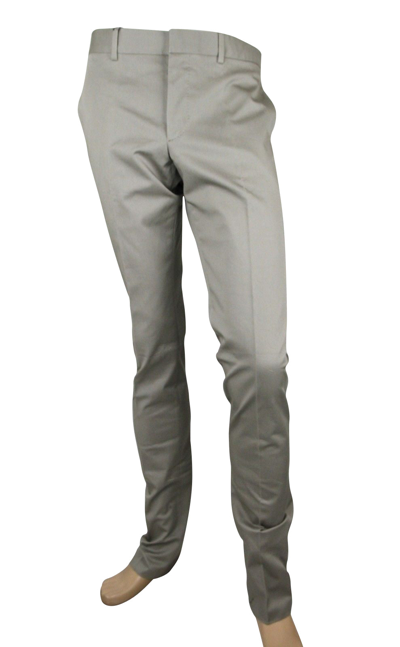 Gucci Men's Gabardine Skinny Taupe Cotton Elastane Stretch Formal Trouser 174142