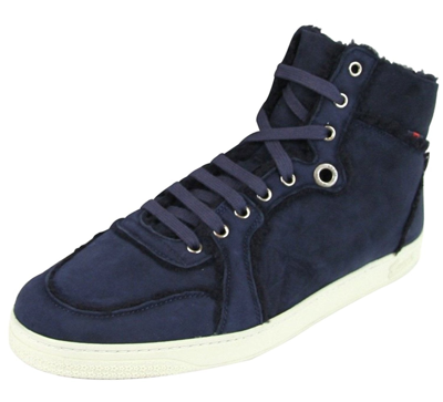 Gucci Men's Navy Shearling High-top Sneaker In Navy Blue