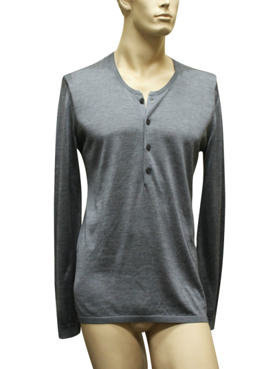 Gucci Men's Top Buttoned Gray Silk Sweater 260483 1377