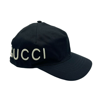 GUCCI GUCCI UNISEX BLACK CANVAS BASEBALL HAT WITH "LOVED" EMBROIDERY L