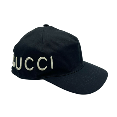 Gucci Unisex Black Canvas Baseball Hat With "loved" Embroidery L