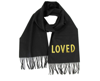 Gucci Women's Black Silk / Cashmere Long Scarf With Yellow Sequin "loved" In Black