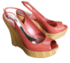 GUCCI GUCCI WOMEN'S CORAL PATENT LEATHER PLATFORMS WEDGES SHOES 258355