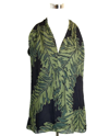 GUCCI GUCCI WOMEN'S GREEN SILK HALTER LEAF PRINTED TOP