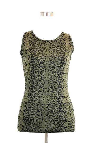 Gucci Women's Green Wool Small Python Printed Blend Tank Top