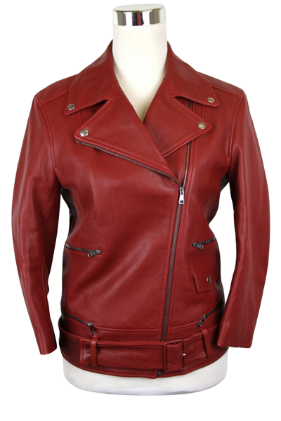 Gucci Women's Quilted Lining Red Biker Leather Jacket (g 38)