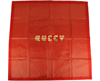 GUCCI GUCCI WOMEN'S RED SILK WITH GOLD STAR PRINT AND "GUCCY" LOGO SCARF 519591 6500