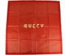 Gucci Women's Red Silk With Gold Star Print And "guccy" Logo Scarf 519591 6500 In Red