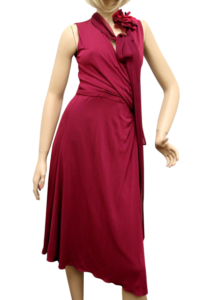 Gucci Womens Runway Fuchsia Rayon Trimming Silk Dress With Flower Scarf  277881 | ModeSens